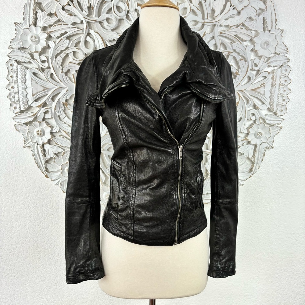 {All Saints} Heston Genuine Leather Moto Jacket, Size 2